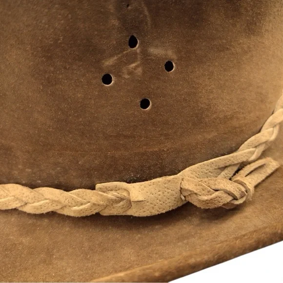 WALK ABOUT Leather Unisex Brown Made in Australia Hat Sz Small Safari Bush Hat - Picture 16 of 16